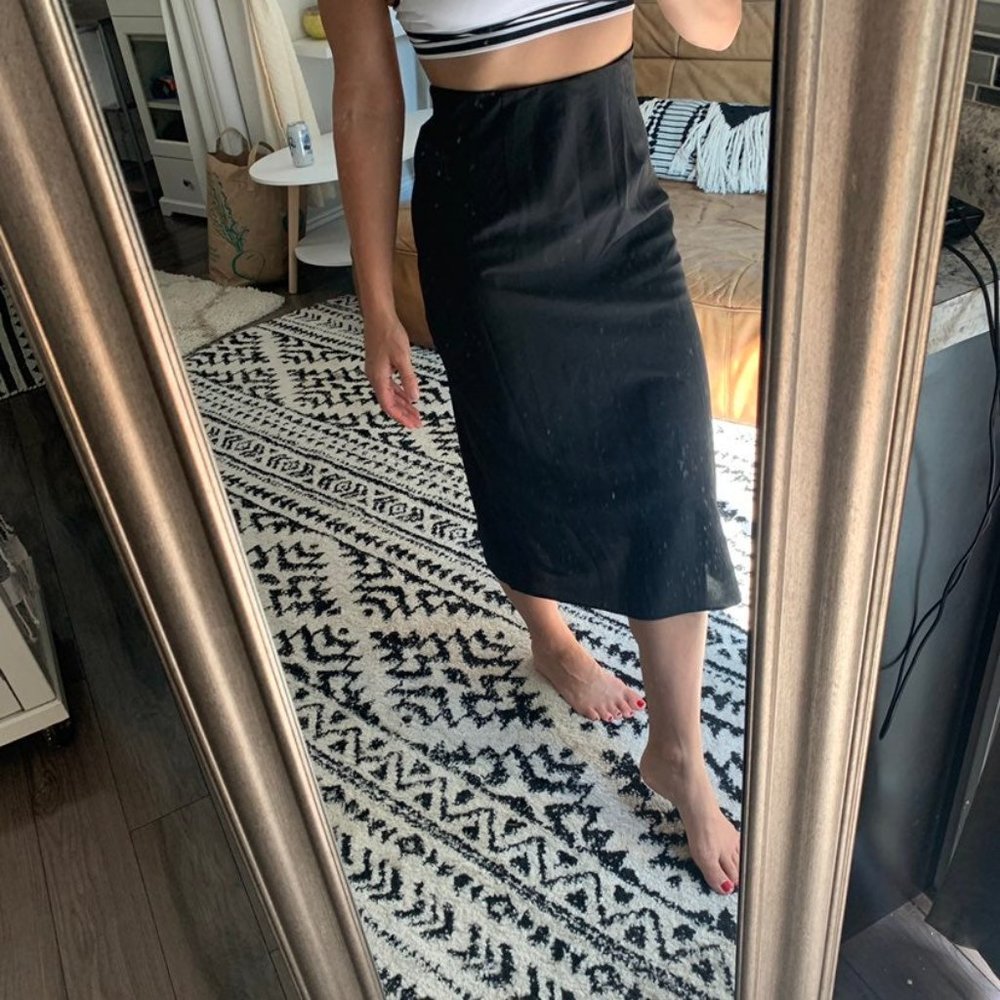 Silky blue slit midi maxi skirt - Picture 2 of 12